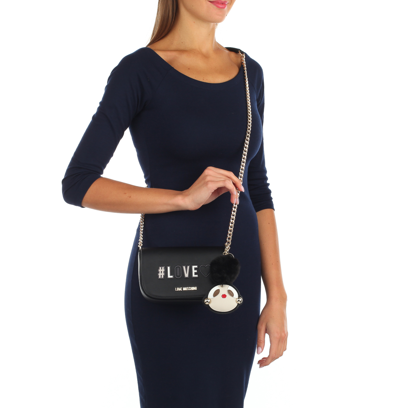 Сумочка с плечевой цепочкой Love Moschino Girly Pom Pom