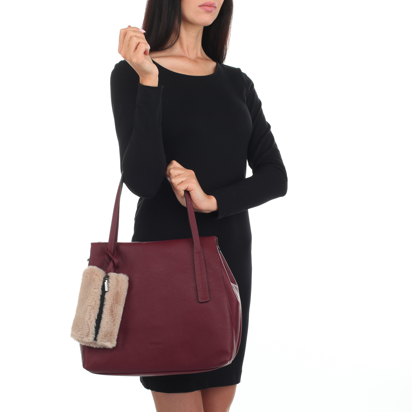 Бордовая кожаная сумка Ripani Zamia