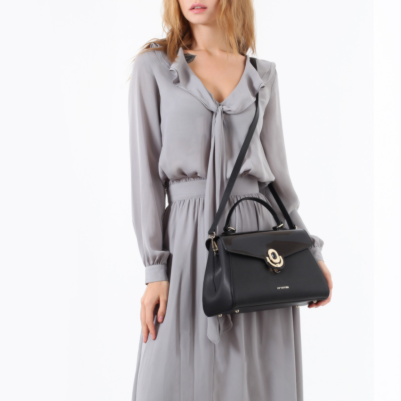 Сумка из черной кожи Cromia Ima