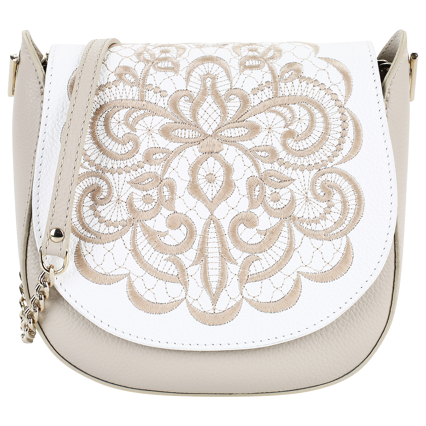 Marina Creazioni Кожаная сумочка с вышивкой