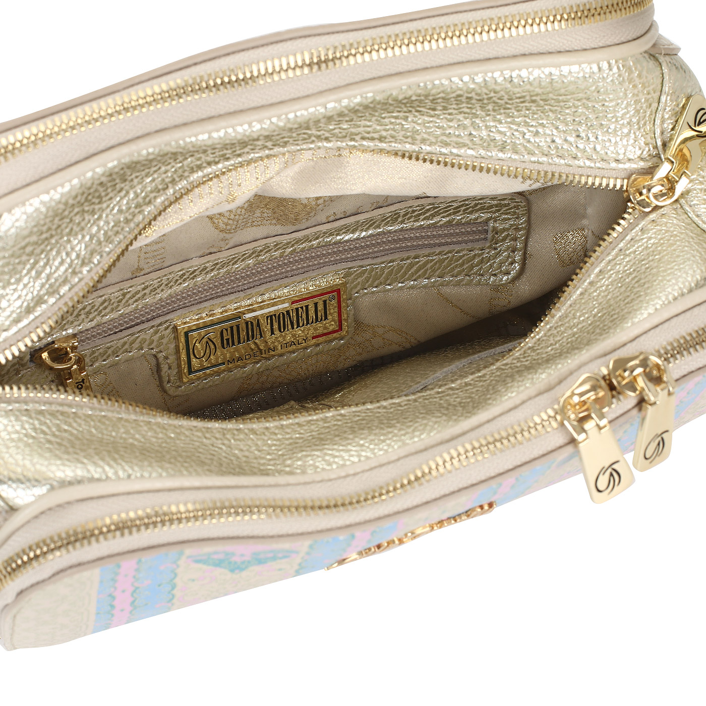 Кожаная сумка с тремя отделами Gilda Tonelli Fior Niag Lux Niag Plat