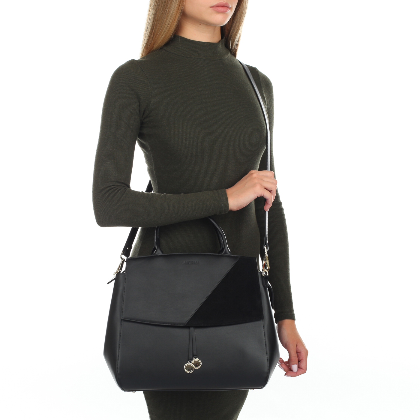 Кожаная сумка с двумя отделами Aurelli 