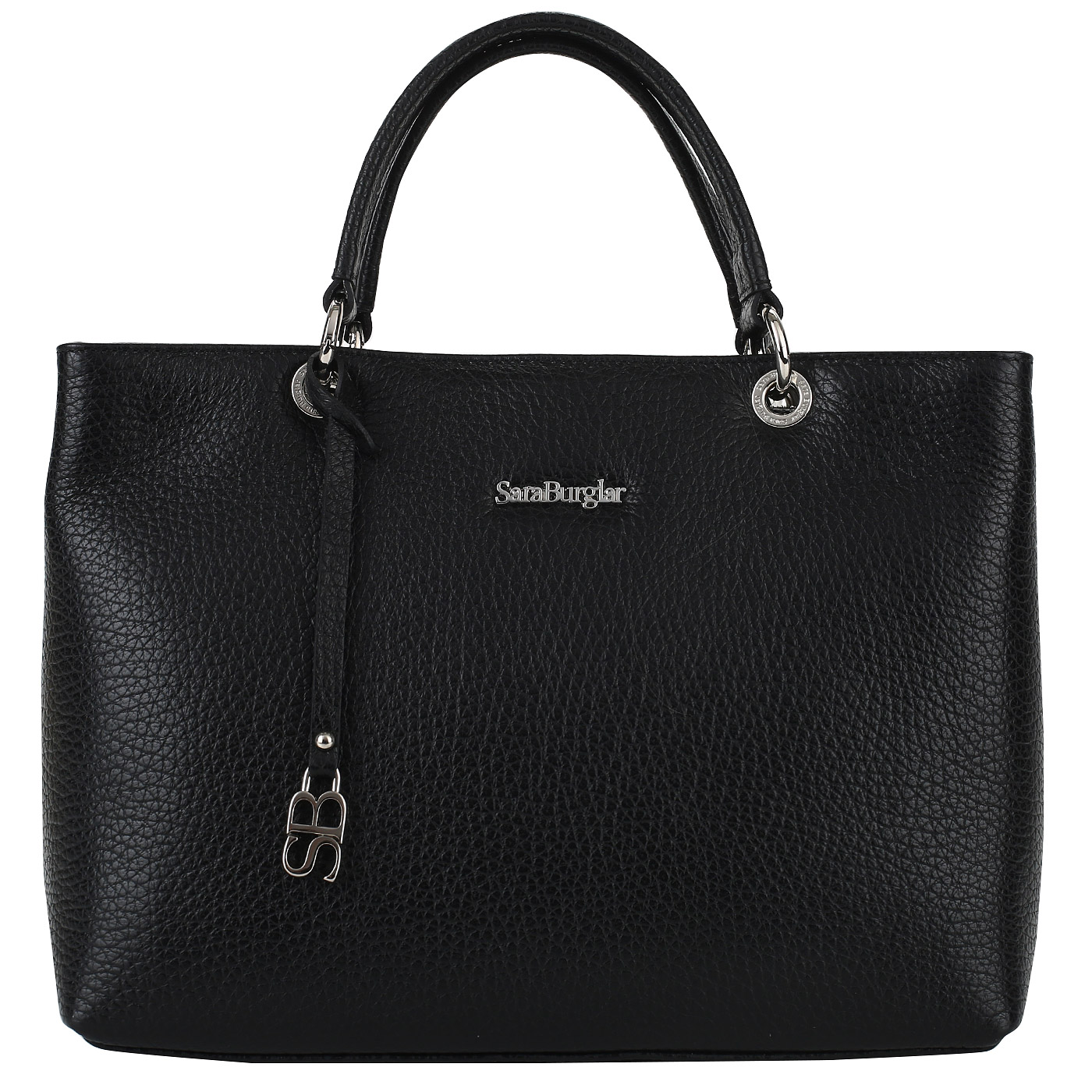 Sara Burglar Черная кожаная сумка на молнии