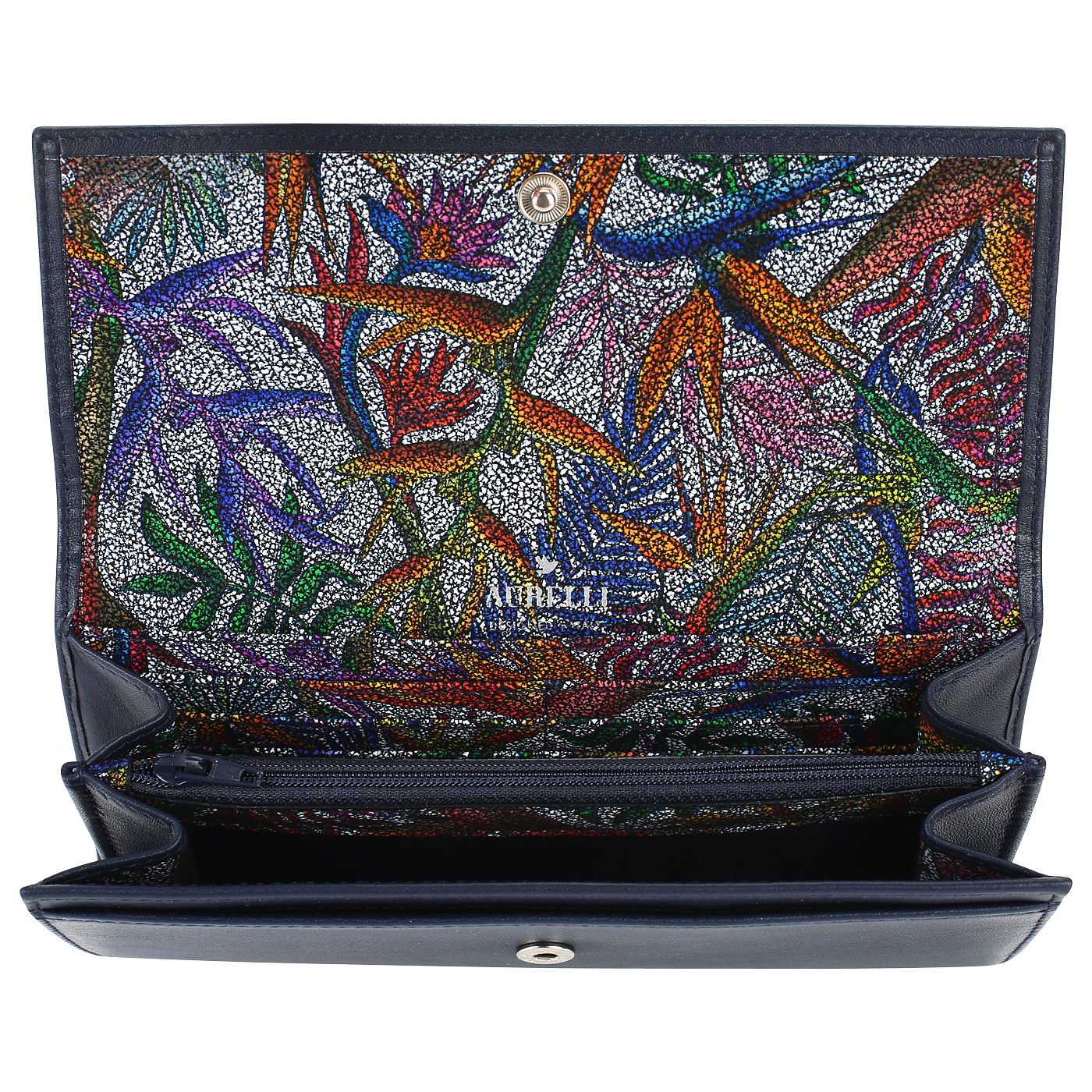 Портмоне из синей кожи Aurelli Luna tropico