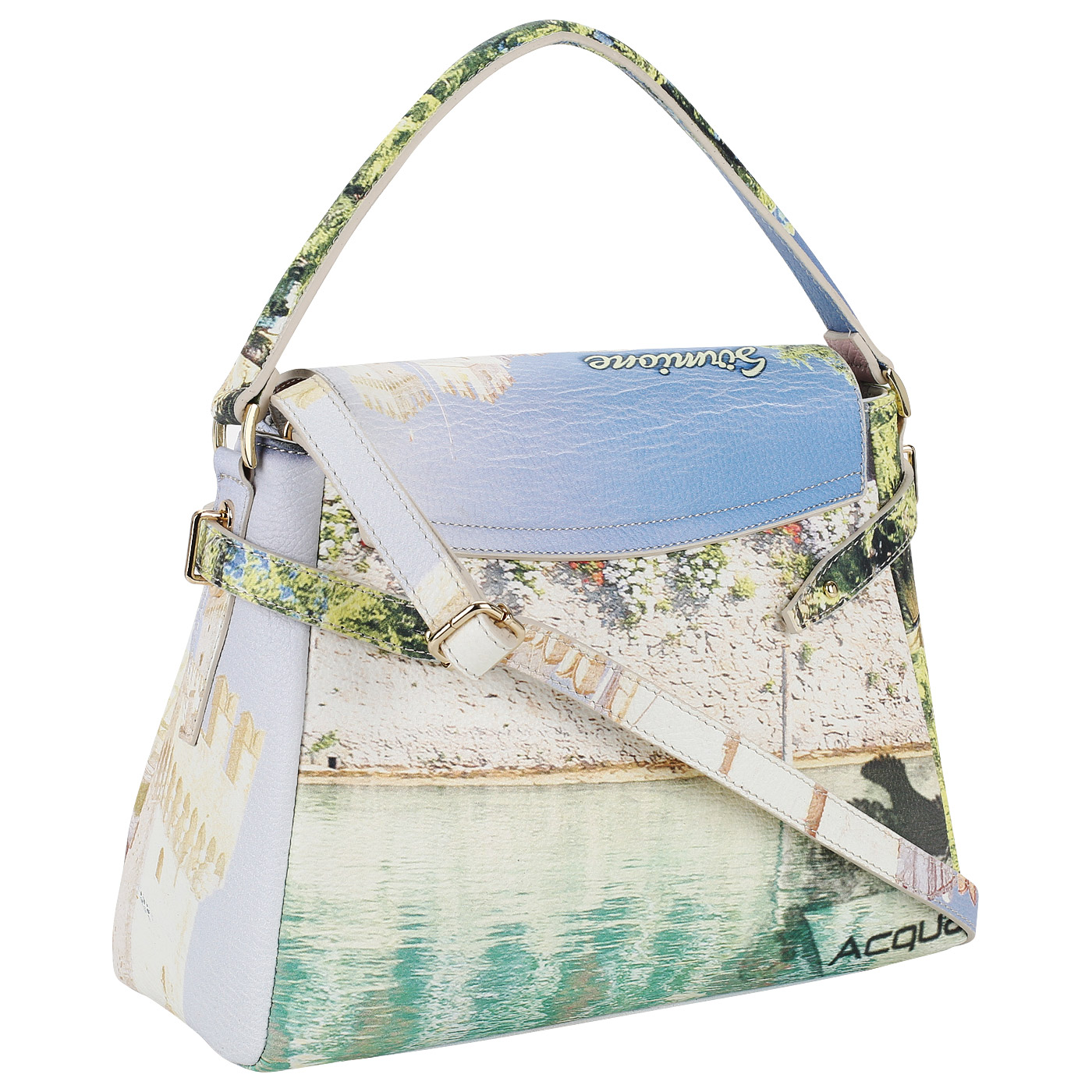 Сумка-сэтчел из зернистой кожи Acquanegra Sirmione