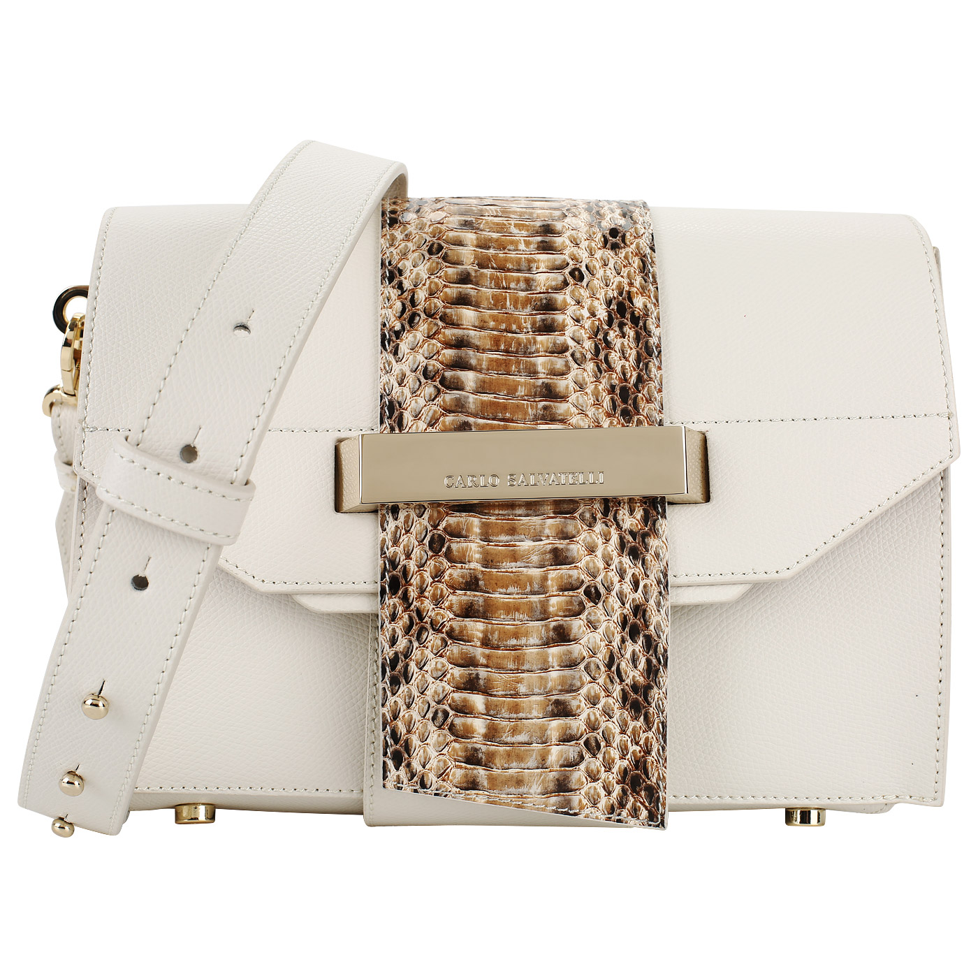 Carlo Salvatelli Кожаная сумочка с декорированным откидным клапаном