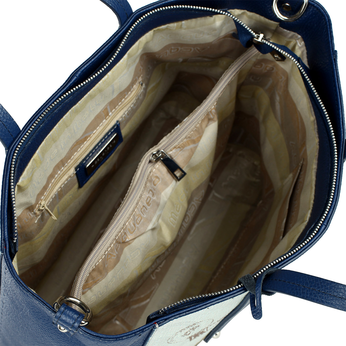 Вместительная кожаная сумка-трапеция с принтом Acquanegra London