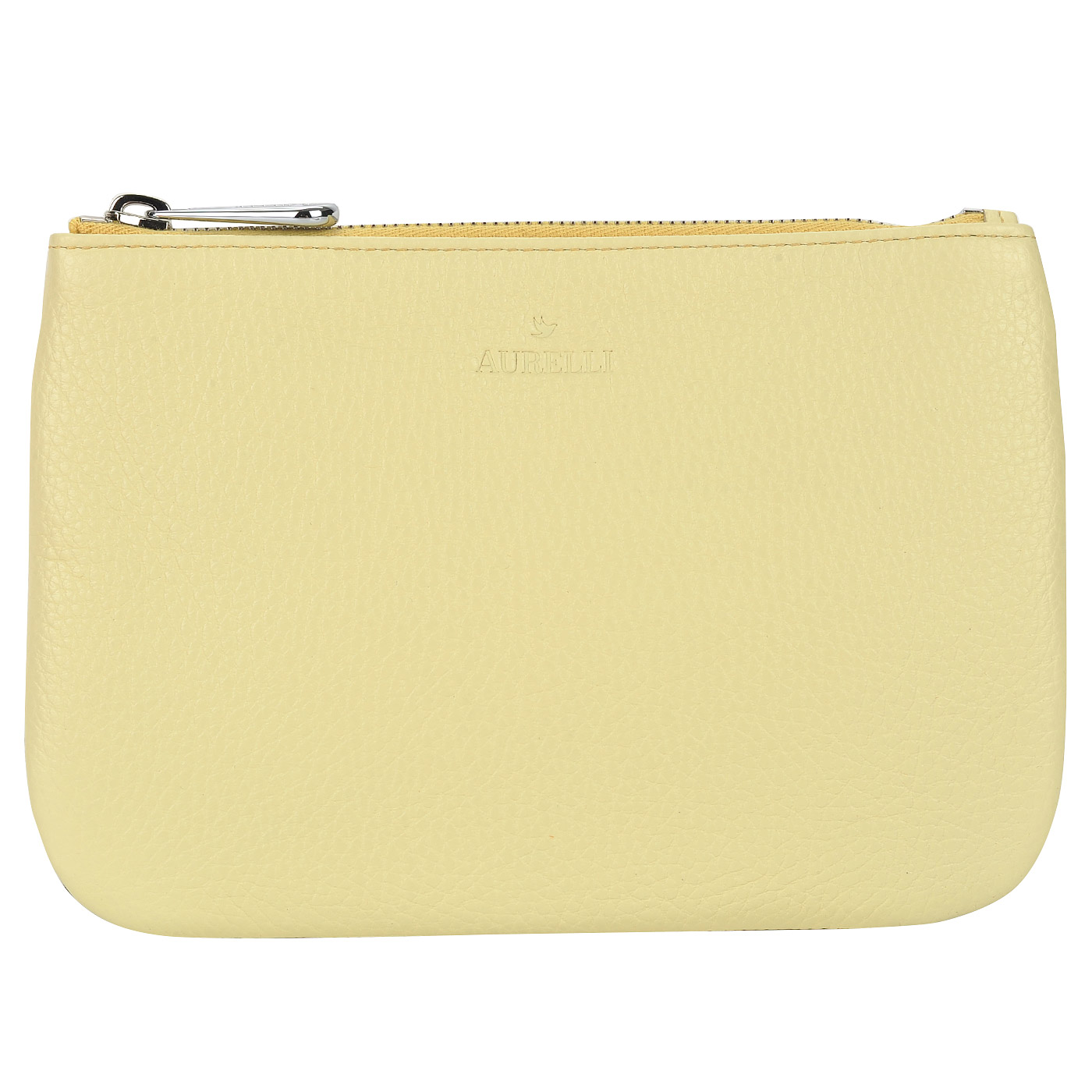 Aurelli Женская кожаная косметичка желтого цвета