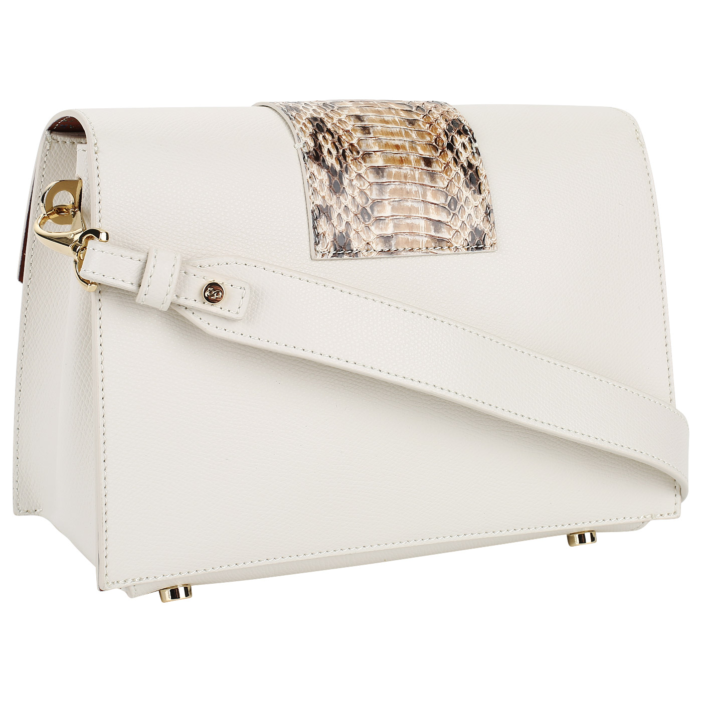 Кожаная сумочка с декорированным откидным клапаном Carlo Salvatelli Lord biscia