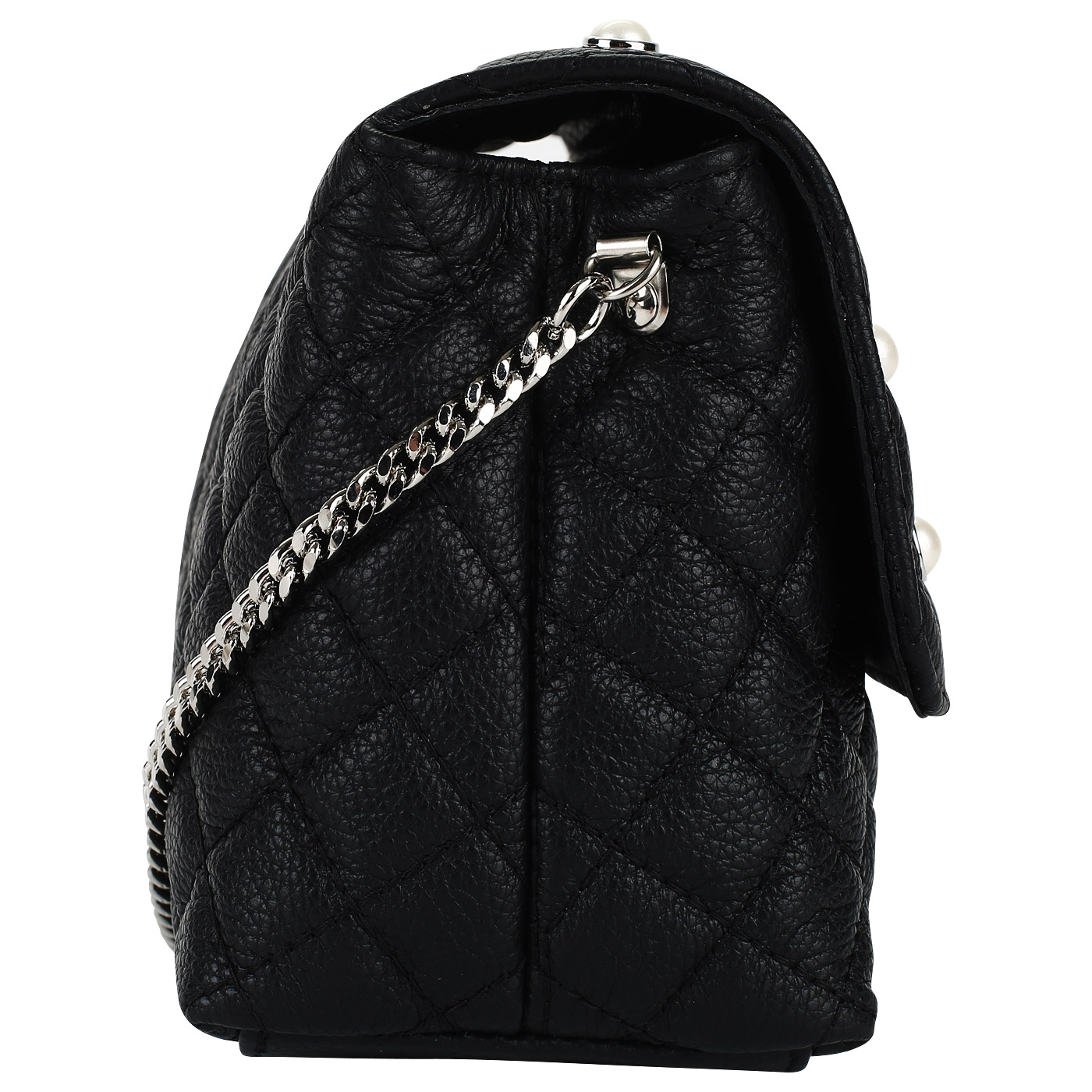 Черная стеганая сумочка с откидным клапаном Marina Creazioni 
