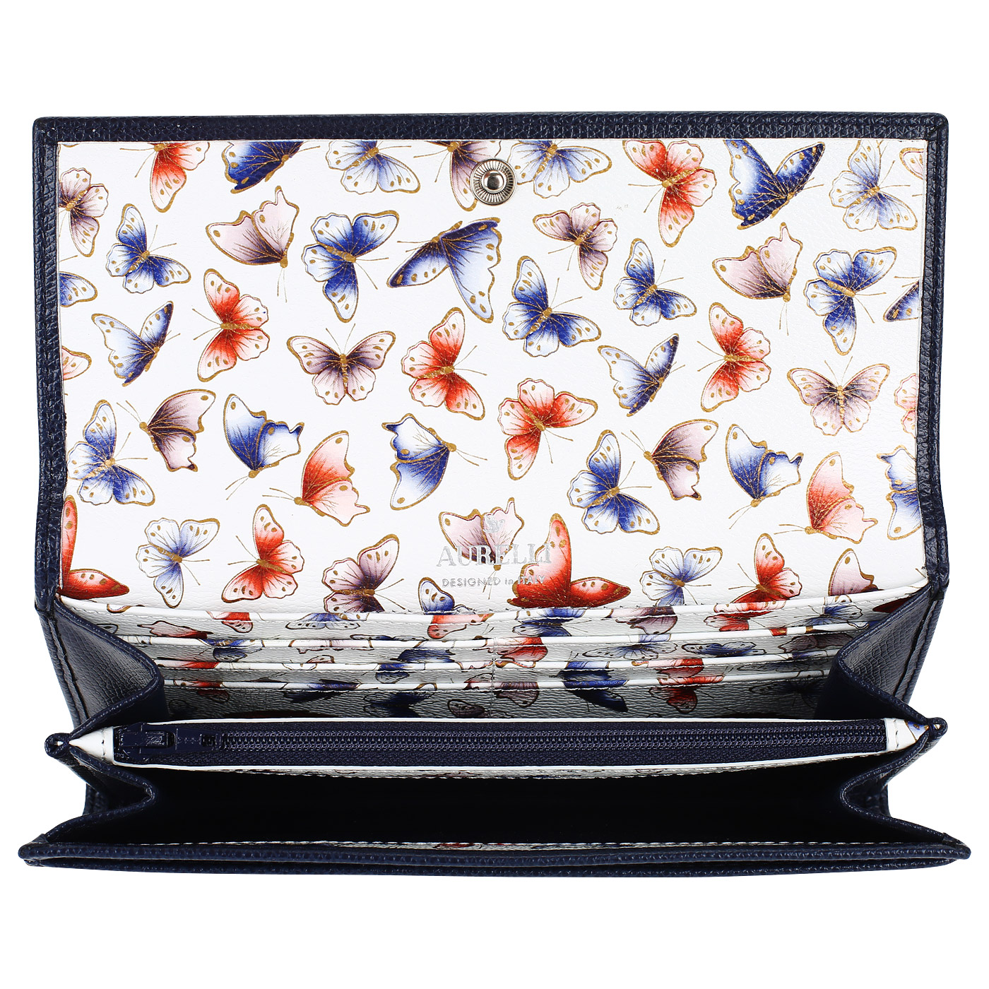 Синее портмоне из кожи Aurelli Alma fantasia