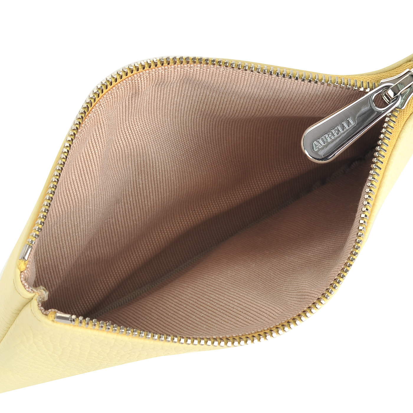 Женская кожаная косметичка желтого цвета Aurelli 