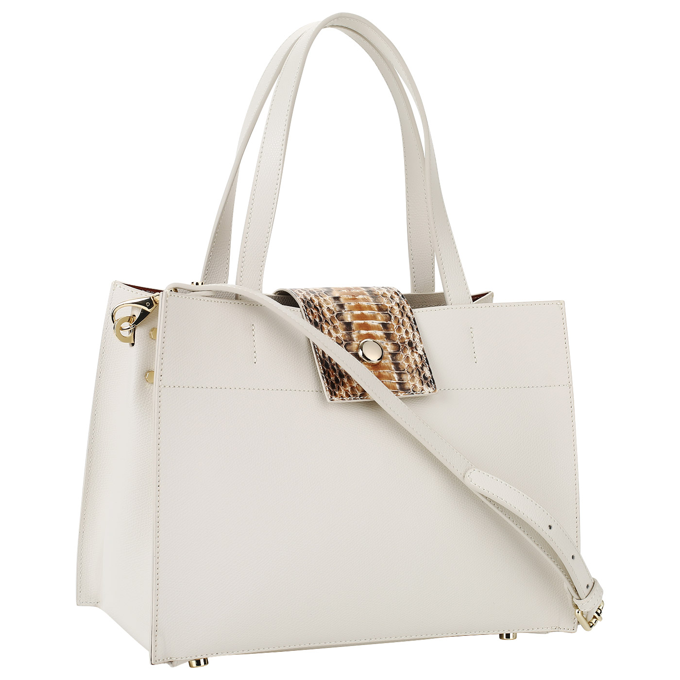 Кожаная сумка на магнитной кнопке Carlo Salvatelli Lord biscia