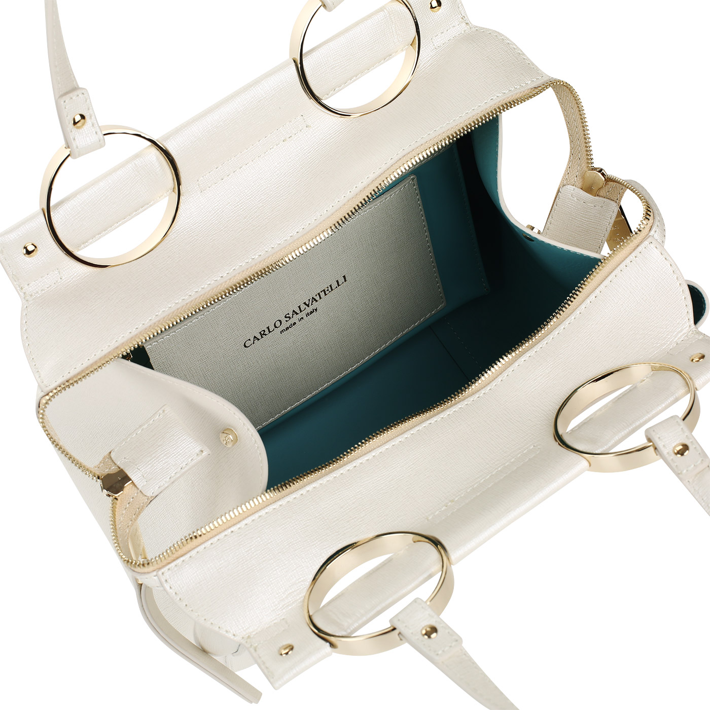 Сумка из сафьяна на двойной молнии Carlo Salvatelli Saffiano