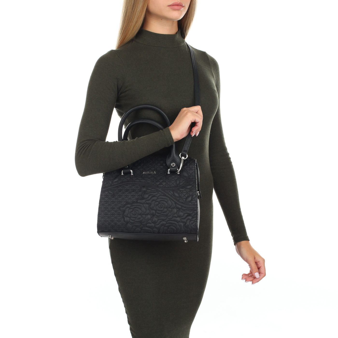 Кожаная сумка с вышивкой Marina Creazioni 