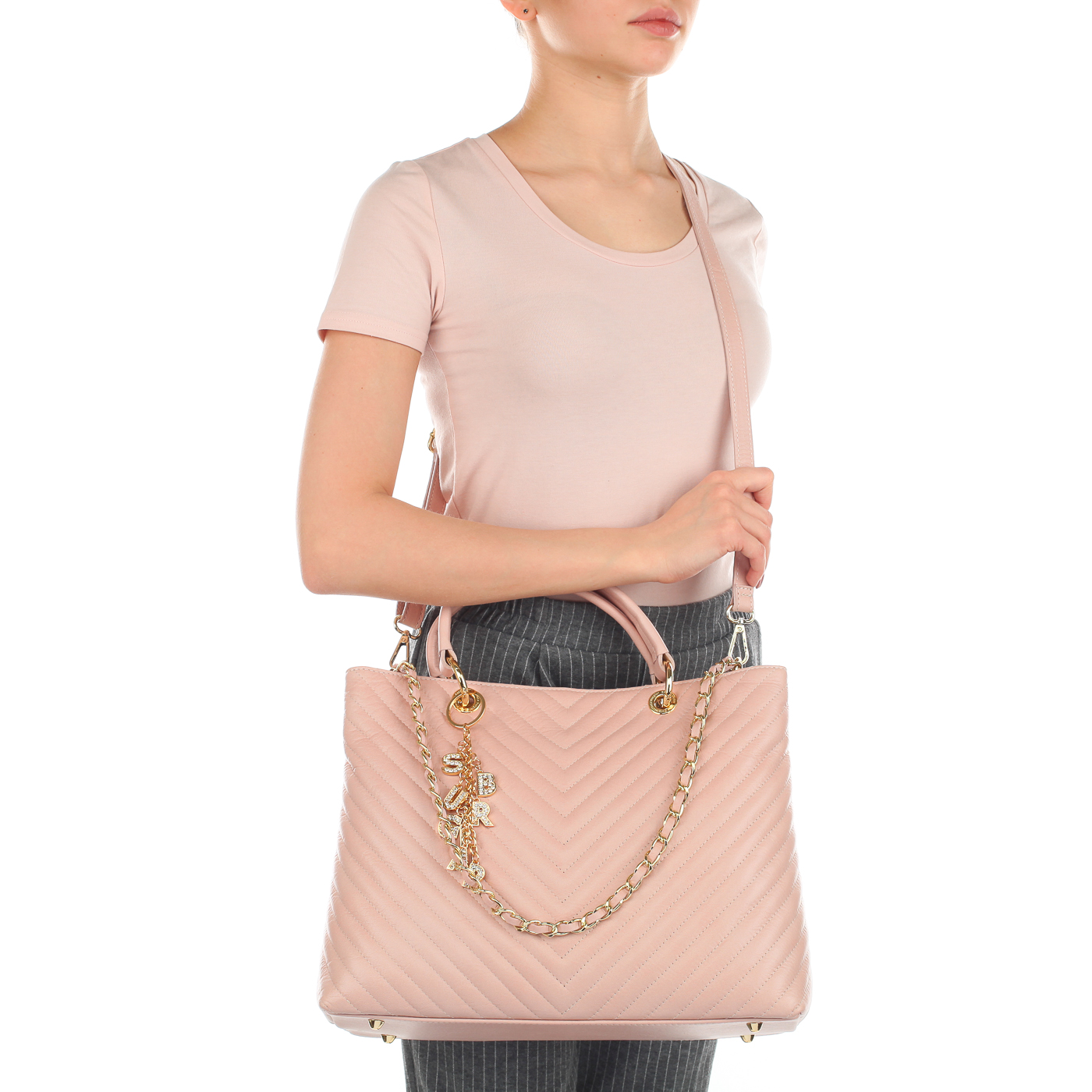 Женская стеганая сумка из натуральной кожи Sara Burglar Giola