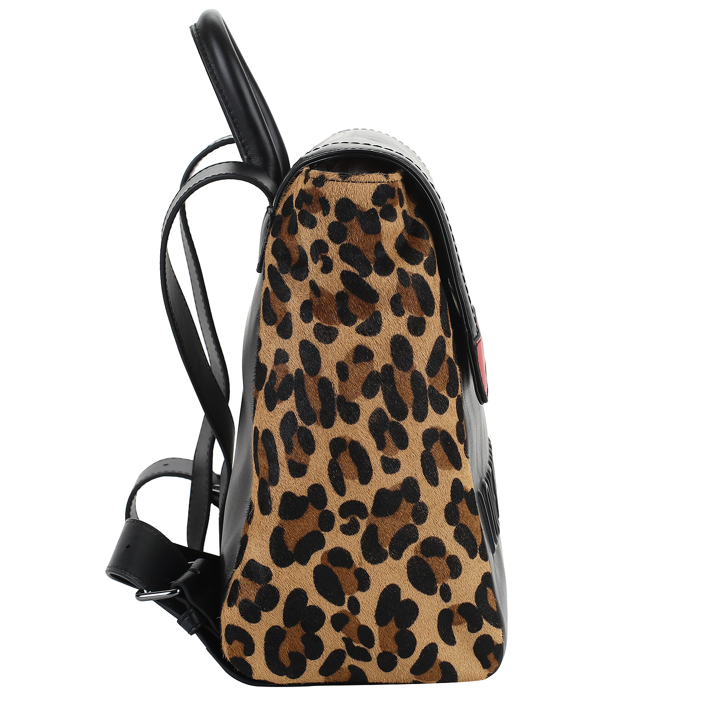 Кожаный рюкзак с откидным клапаном Love Moschino Animal block