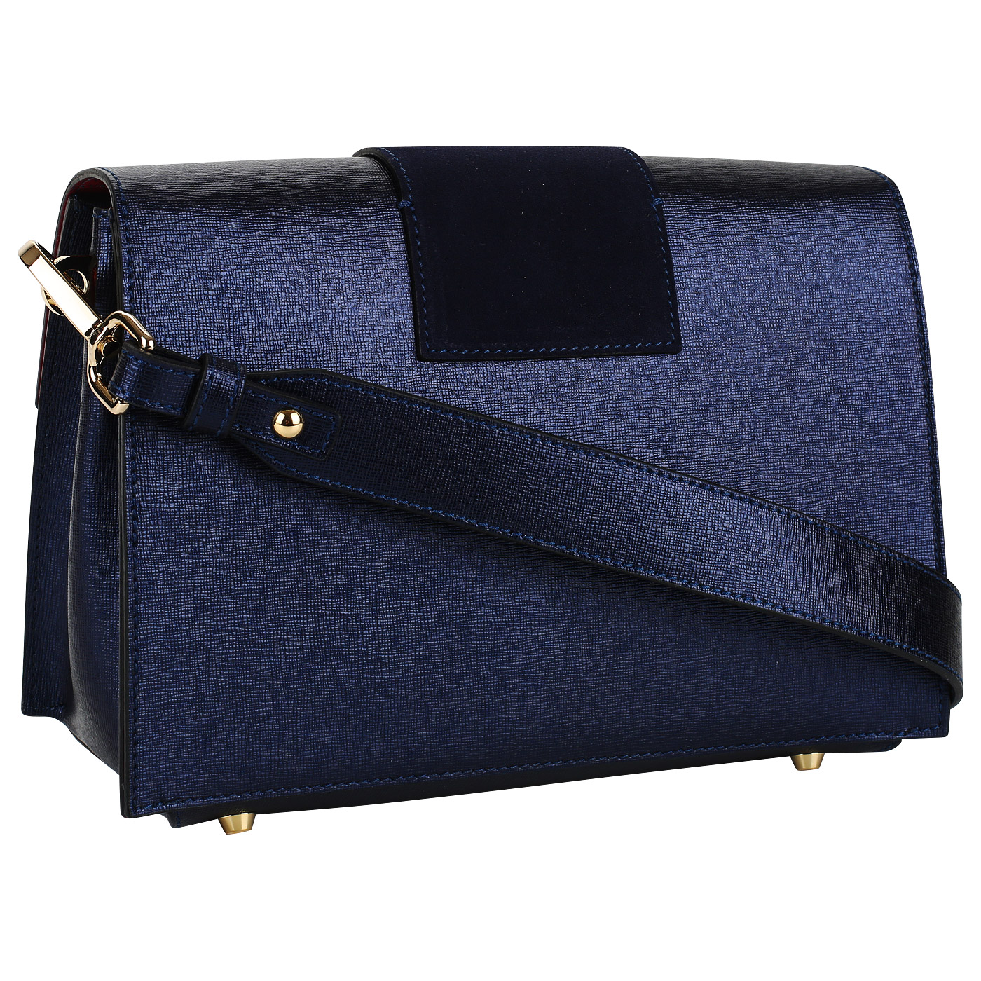 Синяя сафьяновая сумочка Carlo Salvatelli Saffiano cam