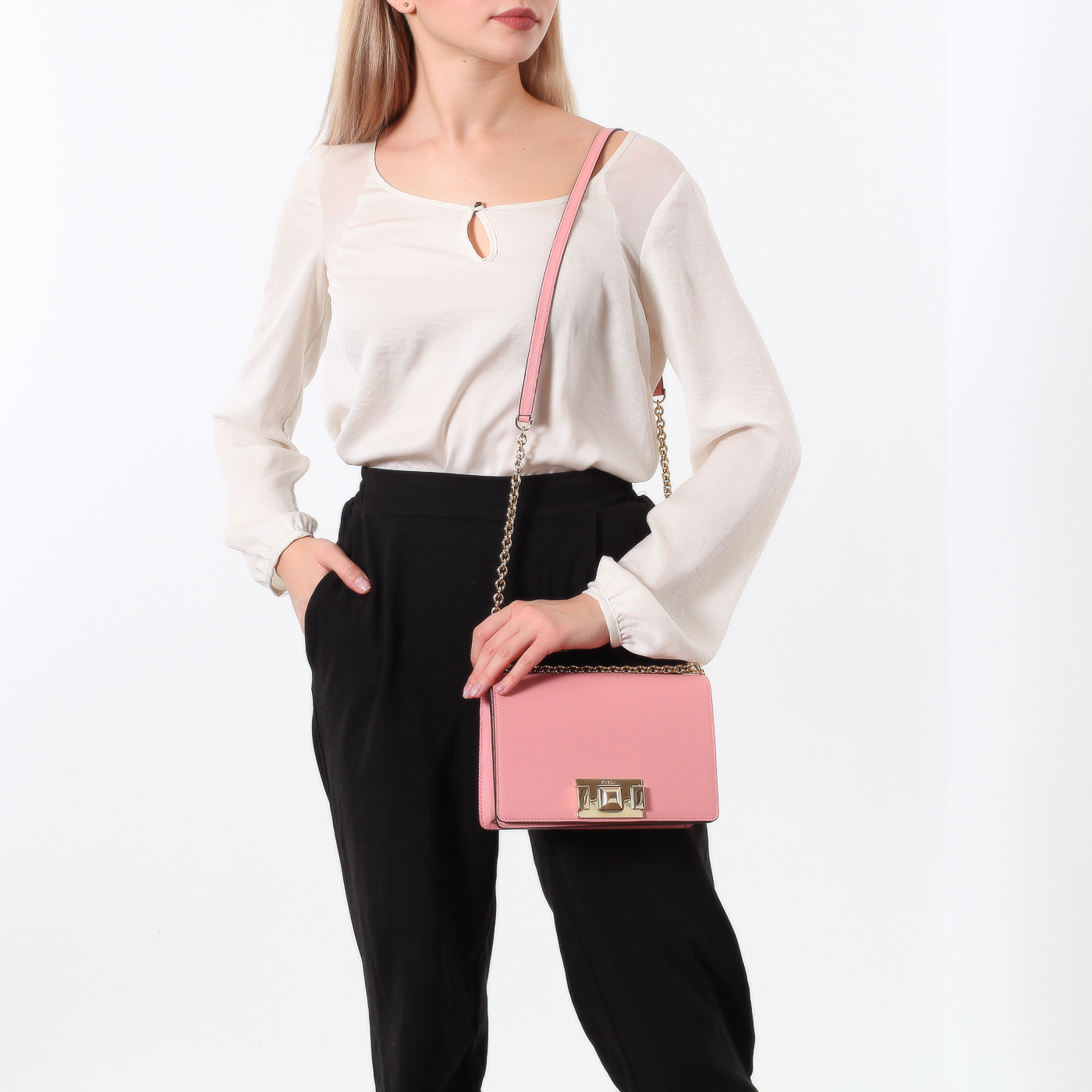 Розовая сумка через плечо Furla Mimi