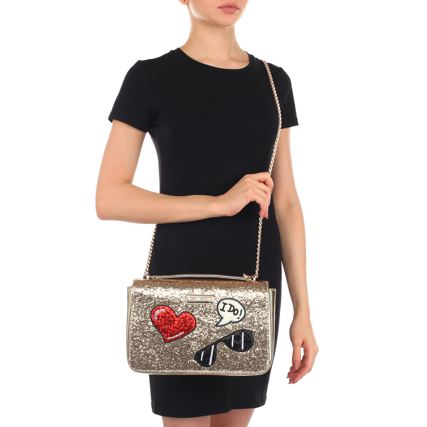 Золотистая женская сумочка Love Moschino Sparkling