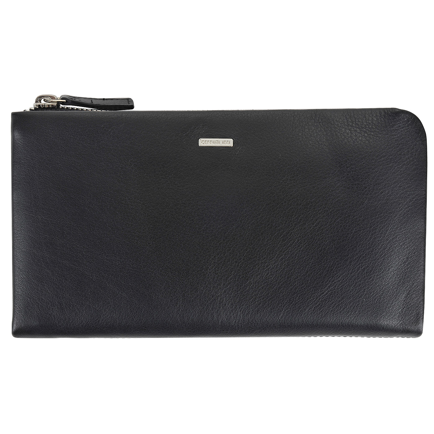 Cerruti 1881 Мужское портмоне из мягкой черной кожи на молнии